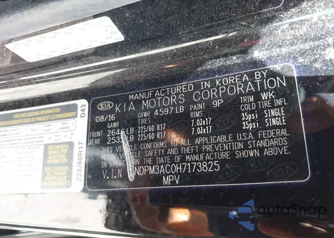 2017 Kia Sportage Lx z USA, uszkodzony, nr VIN KNDPM3AC0H7173825